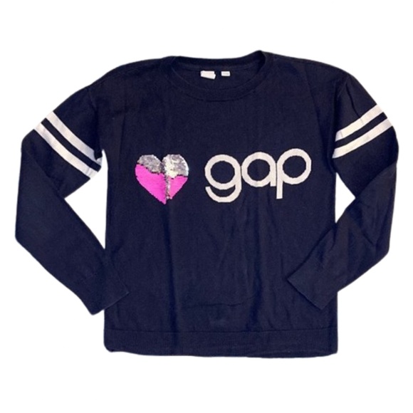 GAP Kids Gap Logo Flippy Sequin Sweater KNIT TOP crew neck long sleeved - Picture 2 of 9